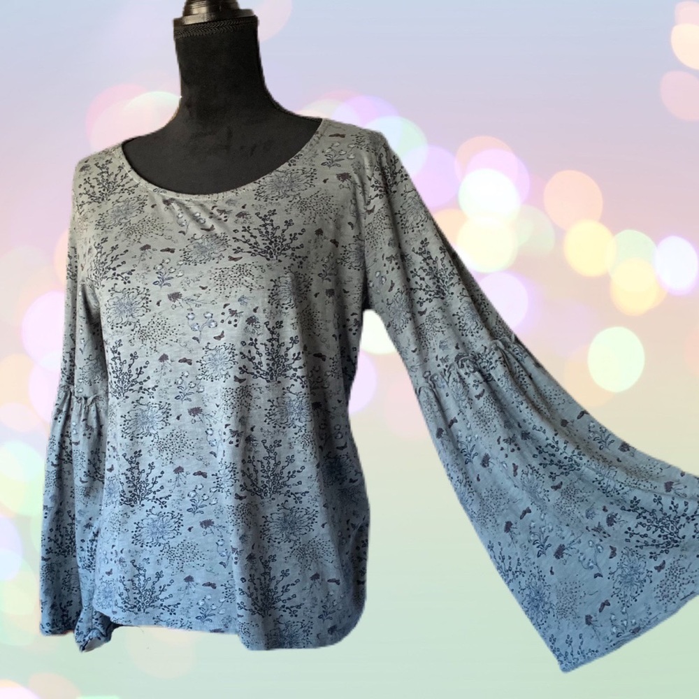 Lucky Brand Butterfly Print Top Bell Sleeves